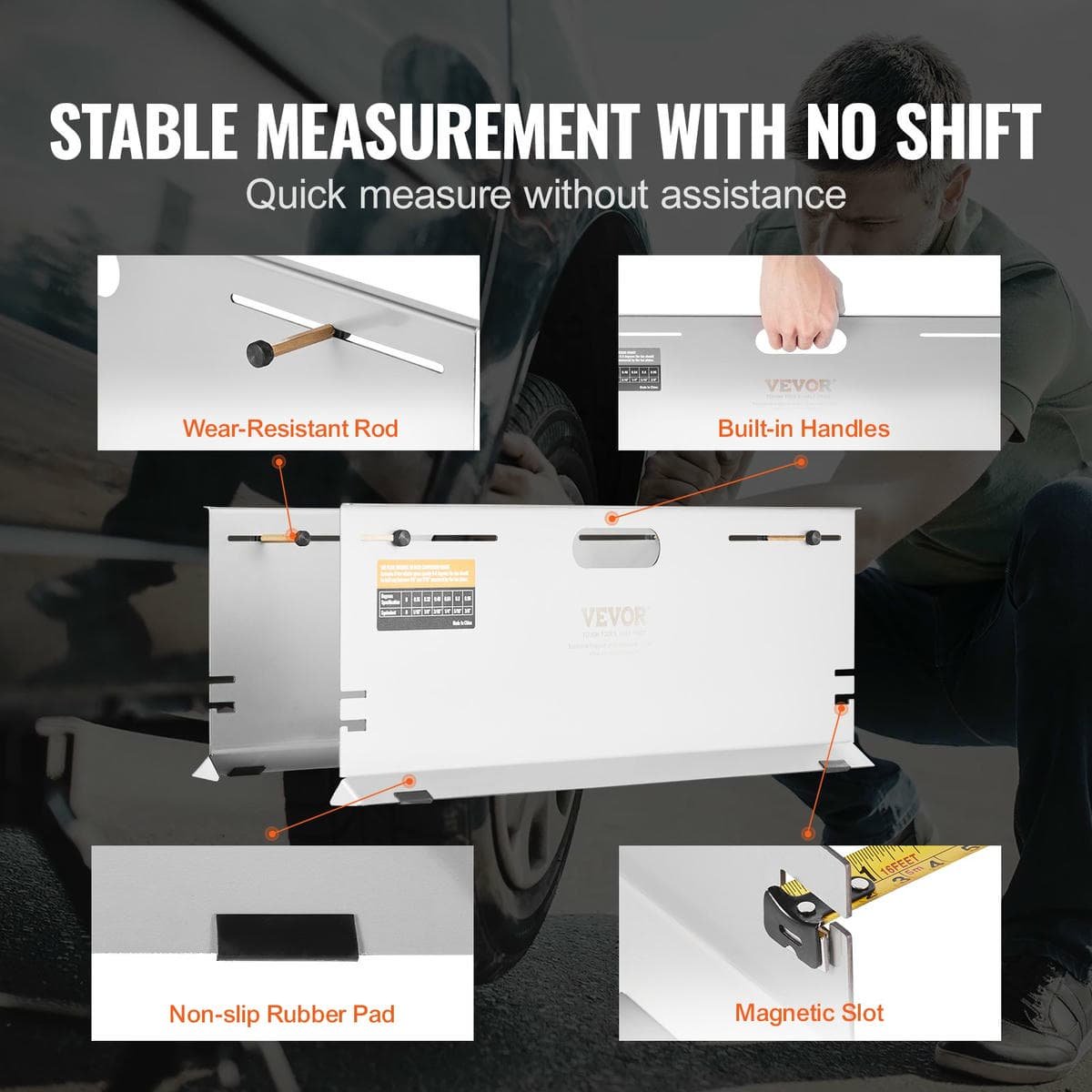 VEVOR Wheel Alignment Tool, 2-Pack Alignment Tool Toe Plates, Stainless Steel Toe Angle Measurement Tool Plate, 4 Alignment Rods and Magnetic Slots, Includes Measuring Tapes & Conversion Chart 4 VEVOR Wheel Alignment Tool, 2-Pack Alignment Tool Toe Plates, Stainless Steel Toe Angle Measurement Tool Plate, 4 Alignment Rods and Magnetic Slots, Includes Measuring Tapes & Conversion Chart - Image 4