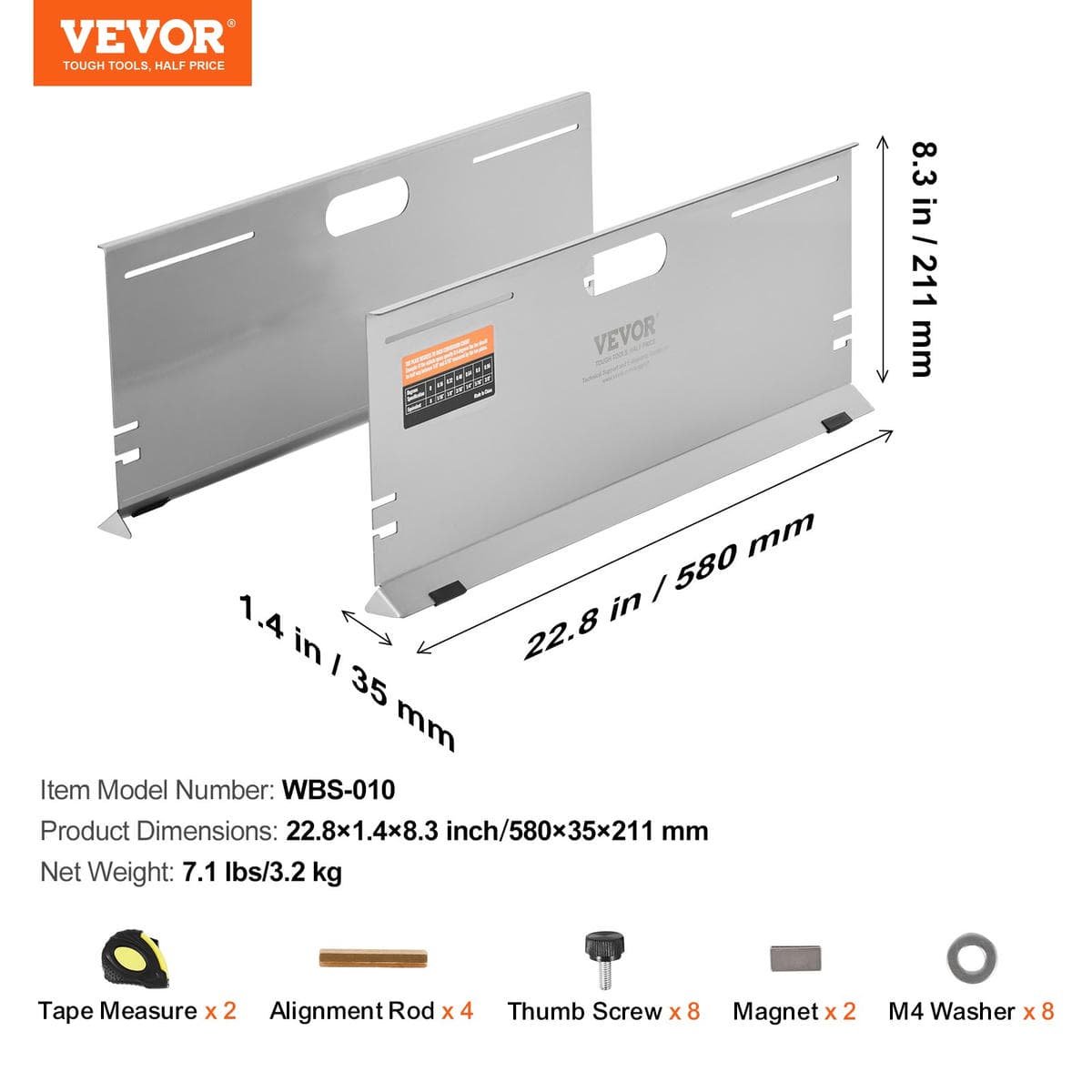 VEVOR Wheel Alignment Tool, 2-Pack Alignment Tool Toe Plates, Stainless Steel Toe Angle Measurement Tool Plate, 4 Alignment Rods and Magnetic Slots, Includes Measuring Tapes & Conversion Chart 7 VEVOR Wheel Alignment Tool, 2-Pack Alignment Tool Toe Plates, Stainless Steel Toe Angle Measurement Tool Plate, 4 Alignment Rods and Magnetic Slots, Includes Measuring Tapes & Conversion Chart - Image 7
