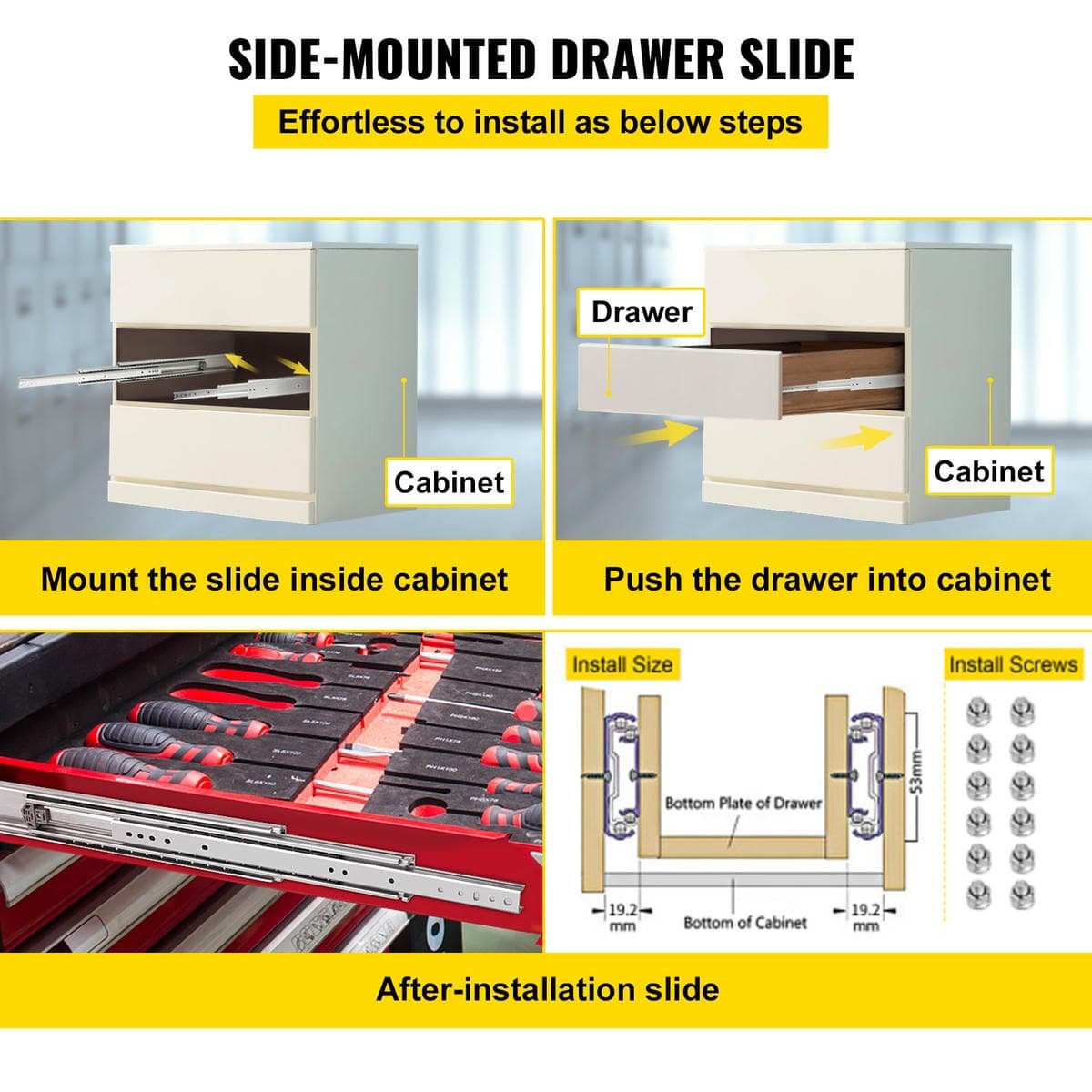 VEVOR Drawer Slide Soft Close Drawer 1Pair 40" Ball Bearing Full Extension 500lb 6 VEVOR Drawer Slide Soft Close Drawer 1Pair 40" Ball Bearing Full Extension 500lb - Image 6