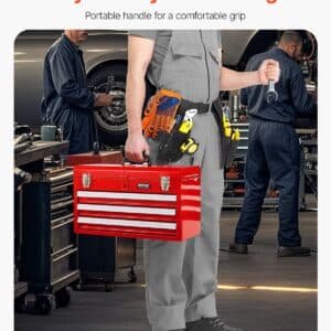 VEVOR Tool Box 520 mm Portable Metal Tool Box 3 Drawers Tool Organizer Red 5 VEVOR Tool Box 520 mm Portable Metal Tool Box 3 Drawers Tool Organizer Red | Fitness Equipment Store