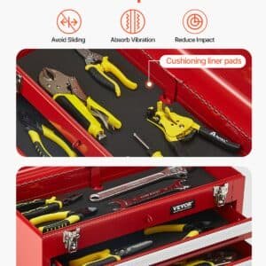 VEVOR Tool Box 520 mm Portable Metal Tool Box 3 Drawers Tool Organizer Red 7 VEVOR Tool Box 520 mm Portable Metal Tool Box 3 Drawers Tool Organizer Red | Fitness Equipment Store