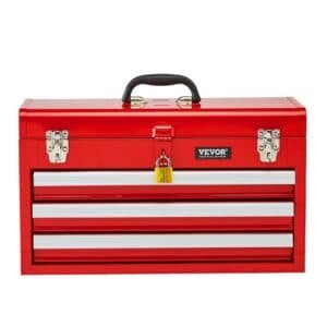 VEVOR Tool Box 520 mm Portable Metal Tool Box 3 Drawers Tool Organizer Red 9 VEVOR Tool Box 520 mm Portable Metal Tool Box 3 Drawers Tool Organizer Red | Fitness Equipment Store
