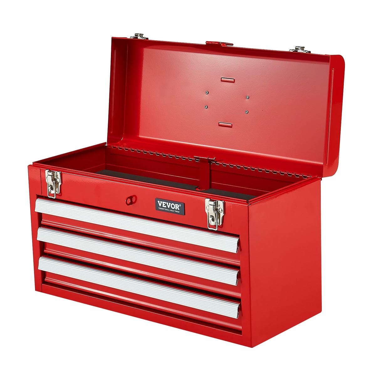 V952-CTSBXSGJX20IEYVN5V0-202508011643-10.jpg VEVOR Tool Box 520 mm Portable Metal Tool Box 3 Drawers Tool Organizer Red | Fitness Equipment Store