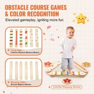 VEVOR Kids Balance Beam Stepping Stones Gym Obstacle Children Balance Board 6PCS | Fitness Equipment Store