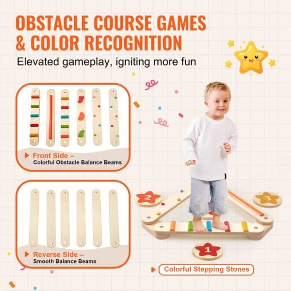 VEVOR Kids Balance Beam Stepping Stones Gym Obstacle Children Balance Board 6PCS | Fitness Equipment Store