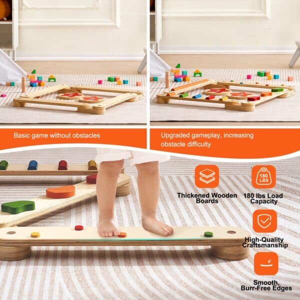 VEVOR Kids Balance Beam Stepping Stones Gym Obstacle Children Balance Board 6PCS | Fitness Equipment Store
