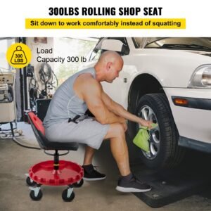 VEVOR Rolling Garage Stool 300LBS Adjustable Mechanic Work Shop Seat w/Casters | Fitness Equipment Store