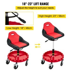 VEVOR Rolling Garage Stool 300LBS Adjustable Mechanic Work Shop Seat w/Casters | Fitness Equipment Store