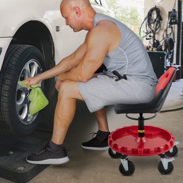 VEVOR Rolling Garage Stool 300LBS Adjustable Mechanic Work Shop Seat w/Casters | Fitness Equipment Store