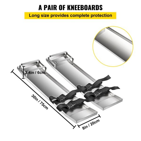 VEVOR Concrete Knee Boards 70cm x 20cm Slider Knee Boards, Kneeler Board Stainless Steel Kneeboards, Concrete Sliders Pair Moving Sliders, with Concrete Board Straps for Cement and Concrete Finishi | Fitness Equipment Store