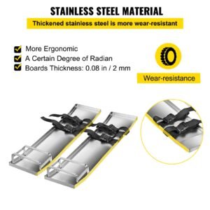 VEVOR Concrete Knee Boards 70cm x 20cm Slider Knee Boards, Kneeler Board Stainless Steel Kneeboards, Concrete Sliders Pair Moving Sliders, with Concrete Board Straps for Cement and Concrete Finishi | Fitness Equipment Store