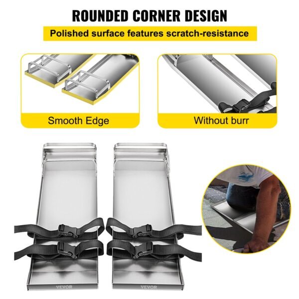 VEVOR Concrete Knee Boards 70cm x 20cm Slider Knee Boards, Kneeler Board Stainless Steel Kneeboards, Concrete Sliders Pair Moving Sliders, with Concrete Board Straps for Cement and Concrete Finishi | Fitness Equipment Store