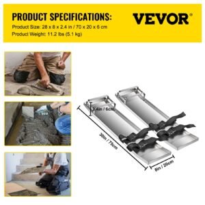VEVOR Concrete Knee Boards 70cm x 20cm Slider Knee Boards, Kneeler Board Stainless Steel Kneeboards, Concrete Sliders Pair Moving Sliders, with Concrete Board Straps for Cement and Concrete Finishi | Fitness Equipment Store