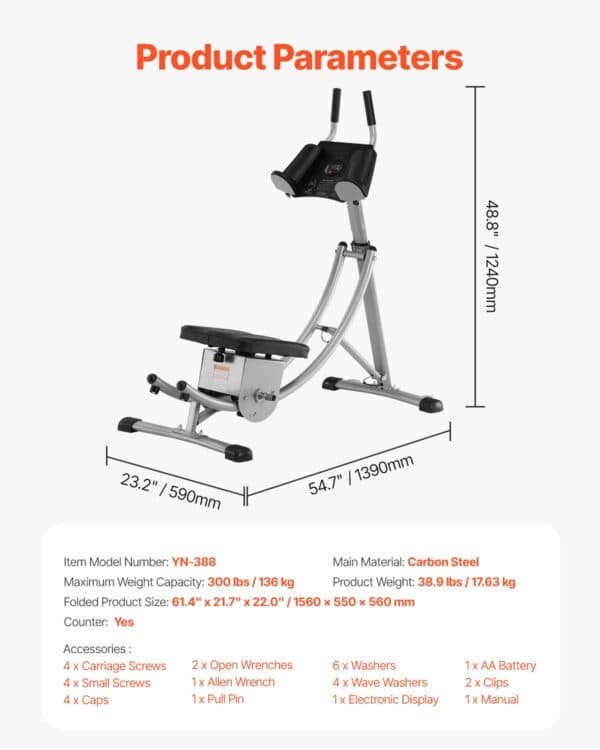 VEVOR AB Workout Machine Equipment Home Gym Core Abdominal Trainers Adjustable | Fitness Equipment Store