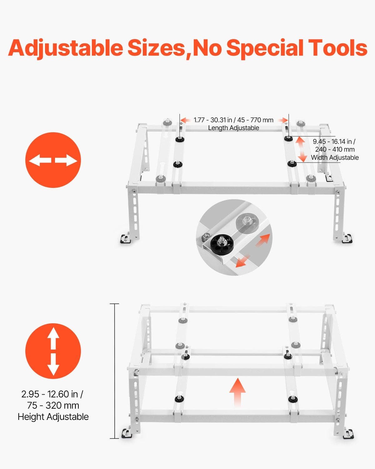 VEVOR Mini Split Ground Stand Adjustable Anti Vibration for 9000-24000 BTU 4 VEVOR Mini Split Ground Stand Adjustable Anti Vibration for 9000-24000 BTU - Image 4