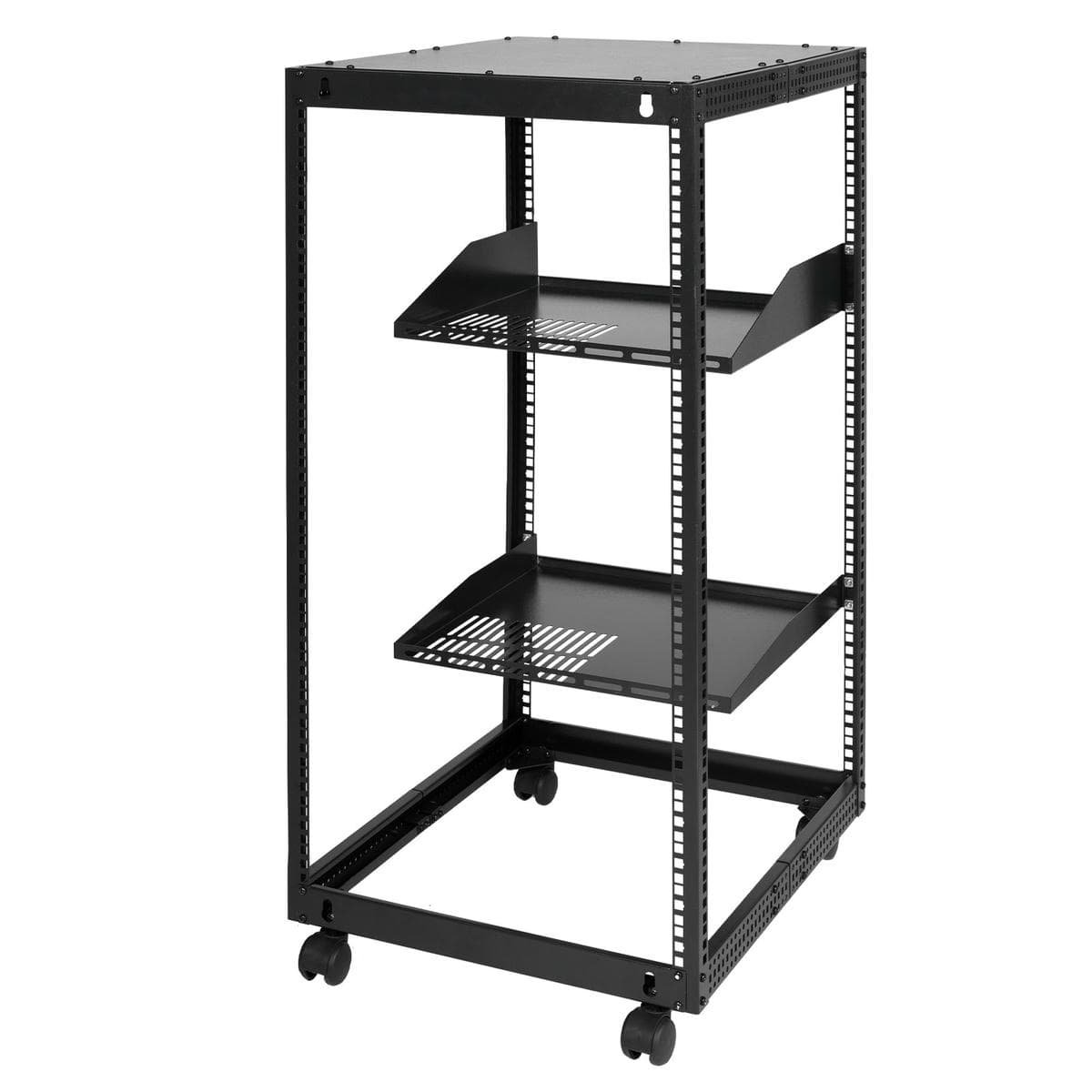 V952-KFSJJH20U2340PHVWV0-202508011215-00.jpg VEVOR 20U Open Frame Server Rack, 15''-40'' Adjustable Depth, Free Standing or Wall Mount Network Server Rack, 4 Post AV Rack with Casters, Holds All Your Networking IT Equipment AV Gear Router Modem | Fitness Equipment Store
