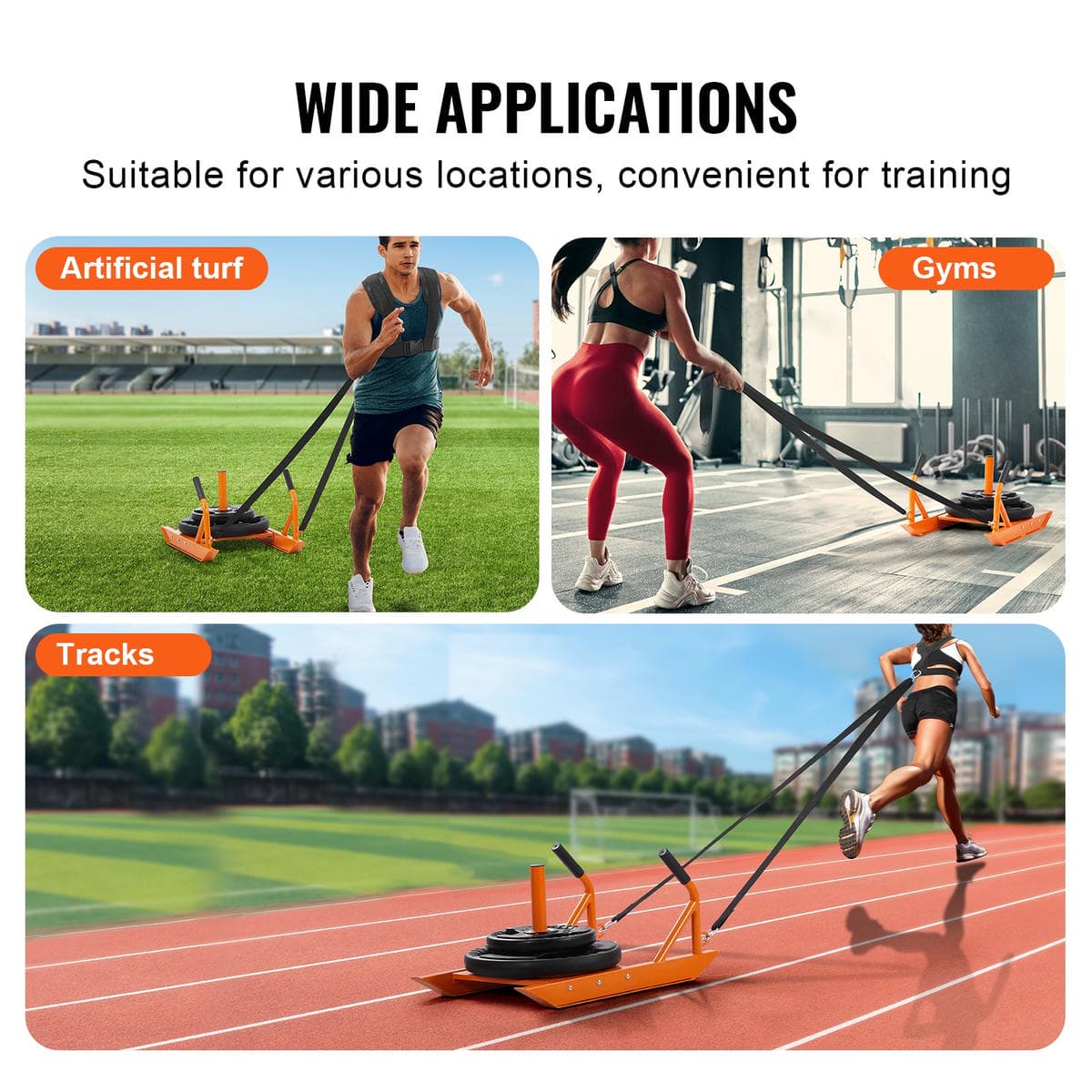VEVOR Weight Power Pull Push Sled Fitness Strength Speed Training Sled Orange 6 VEVOR Weight Power Pull Push Sled Fitness Strength Speed Training Sled Orange - Image 6