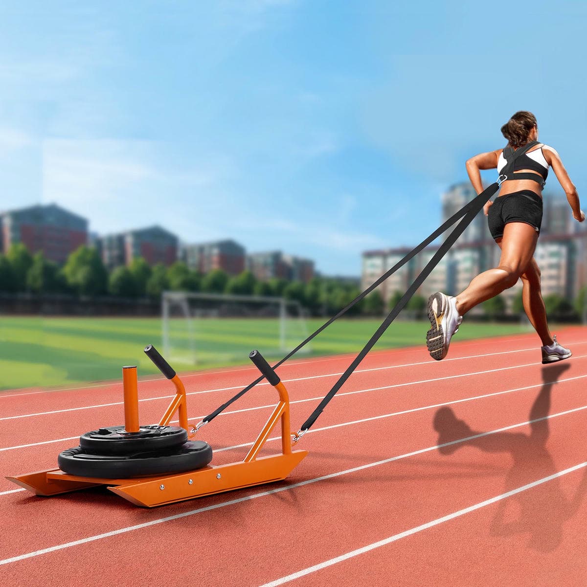 VEVOR Weight Power Pull Push Sled Fitness Strength Speed Training Sled Orange 8 VEVOR Weight Power Pull Push Sled Fitness Strength Speed Training Sled Orange - Image 8