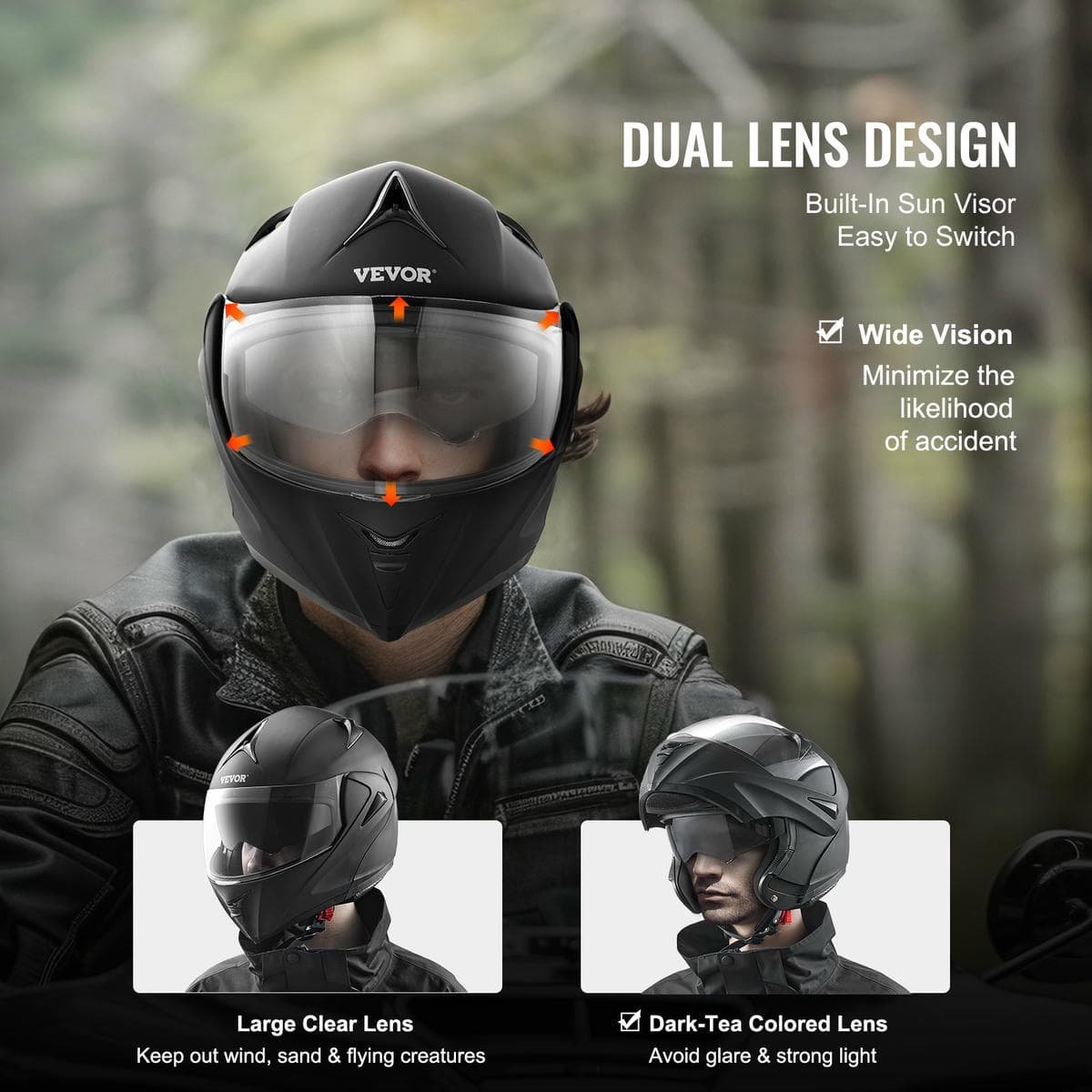VEVOR Unmasked Motorcycle Helmet Motocross Helmet with Bluetooth Communication 4 VEVOR Unmasked Motorcycle Helmet Motocross Helmet with Bluetooth Communication - Image 4