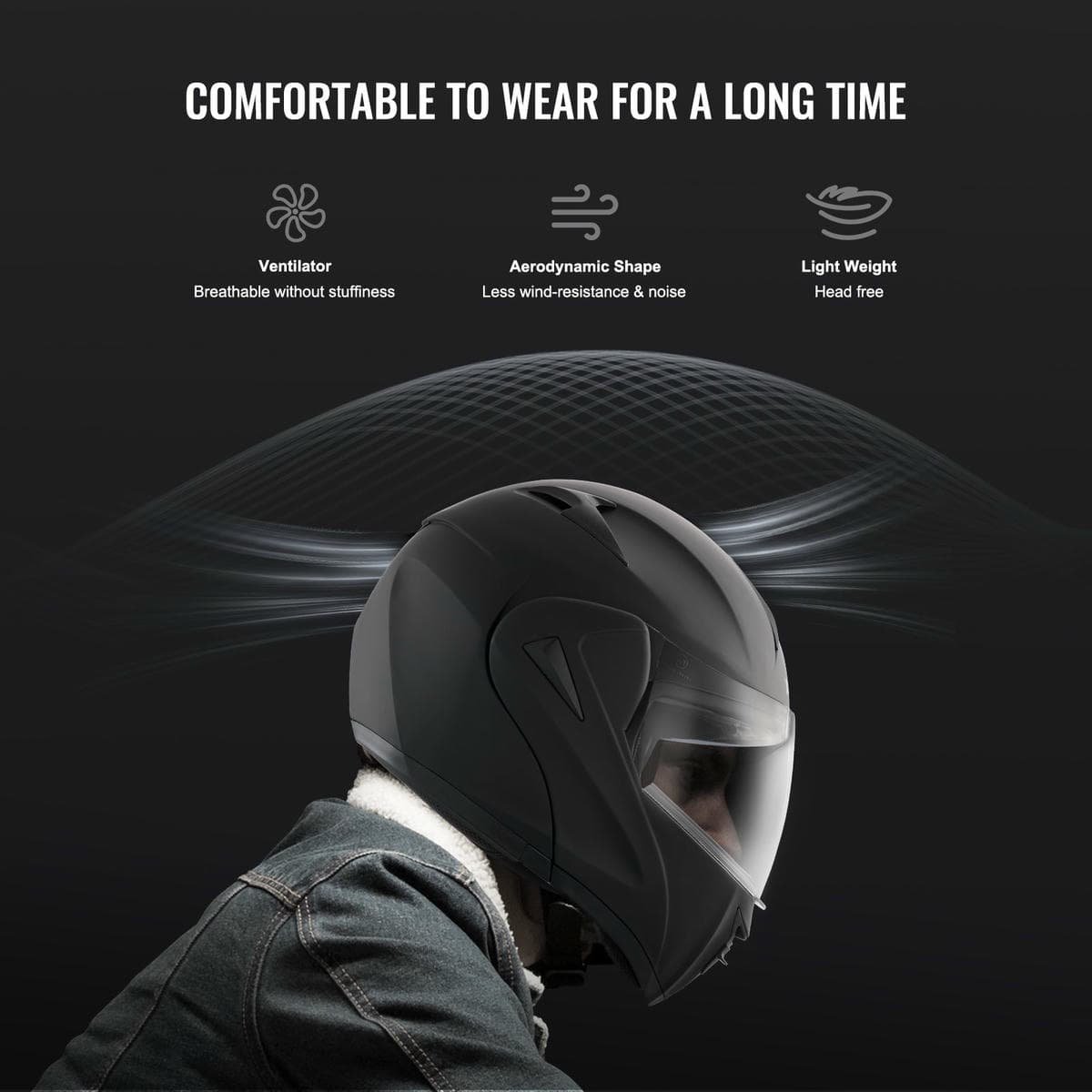 VEVOR Unmasked Motorcycle Helmet Motocross Helmet with Bluetooth Communication 7 VEVOR Unmasked Motorcycle Helmet Motocross Helmet with Bluetooth Communication - Image 7