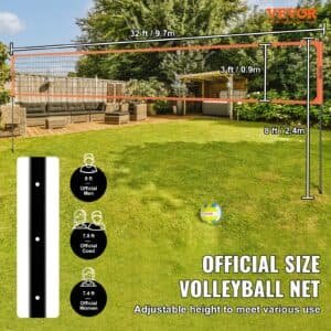 VEVOR Outdoor Portable Volleyball Net System, Adjustable Height Aluminum Poles, Professional Volleyball Set with PVC Volleyball, Pump, Carrying Bag, Heavy Duty Volleyball Net for Backyard, Beach, Lawn 2 VEVOR Outdoor Portable Volleyball Net System, Adjustable Height Aluminum Poles, Professional Volleyball Set with PVC Volleyball, Pump, Carrying Bag, Heavy Duty Volleyball Net for Backyard, Beach, Lawn | Fitness Equipment Store