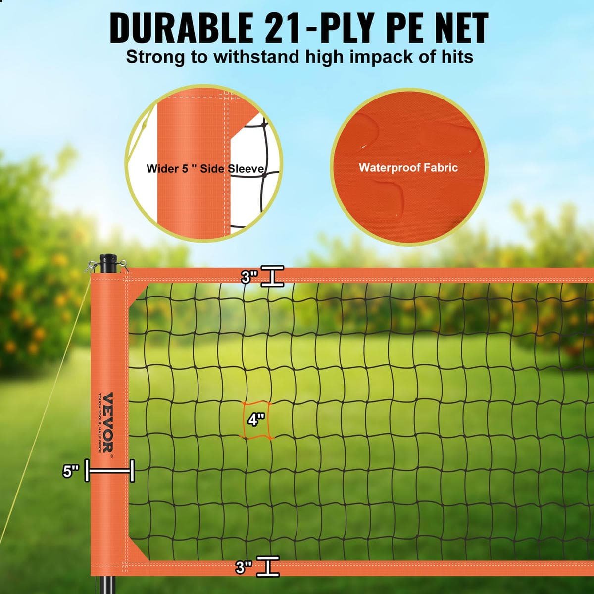V952-PQWTZ323YCLGRY89QV0-202508011910-02.jpg VEVOR Outdoor Portable Volleyball Net System, Adjustable Height Aluminum Poles, Professional Volleyball Set with PVC Volleyball, Pump, Carrying Bag, Heavy Duty Volleyball Net for Backyard, Beach, Lawn | Fitness Equipment Store