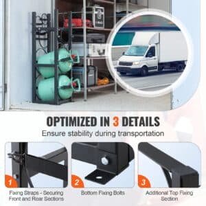 VEVOR Refrigerant Tank Rack, with 2 x 30lbs and Other 3 Small Bottle Tanks, Cylinder Tank Rack 12.79x12.99x47.12 in, Refrigerant Cylinder Rack and Holders for Freon, Gases, Oxygen, Nitrogen 4 VEVOR Refrigerant Tank Rack, with 2 x 30lbs and Other 3 Small Bottle Tanks, Cylinder Tank Rack 12.79x12.99x47.12 in, Refrigerant Cylinder Rack and Holders for Freon, Gases, Oxygen, Nitrogen | Fitness Equipment Store