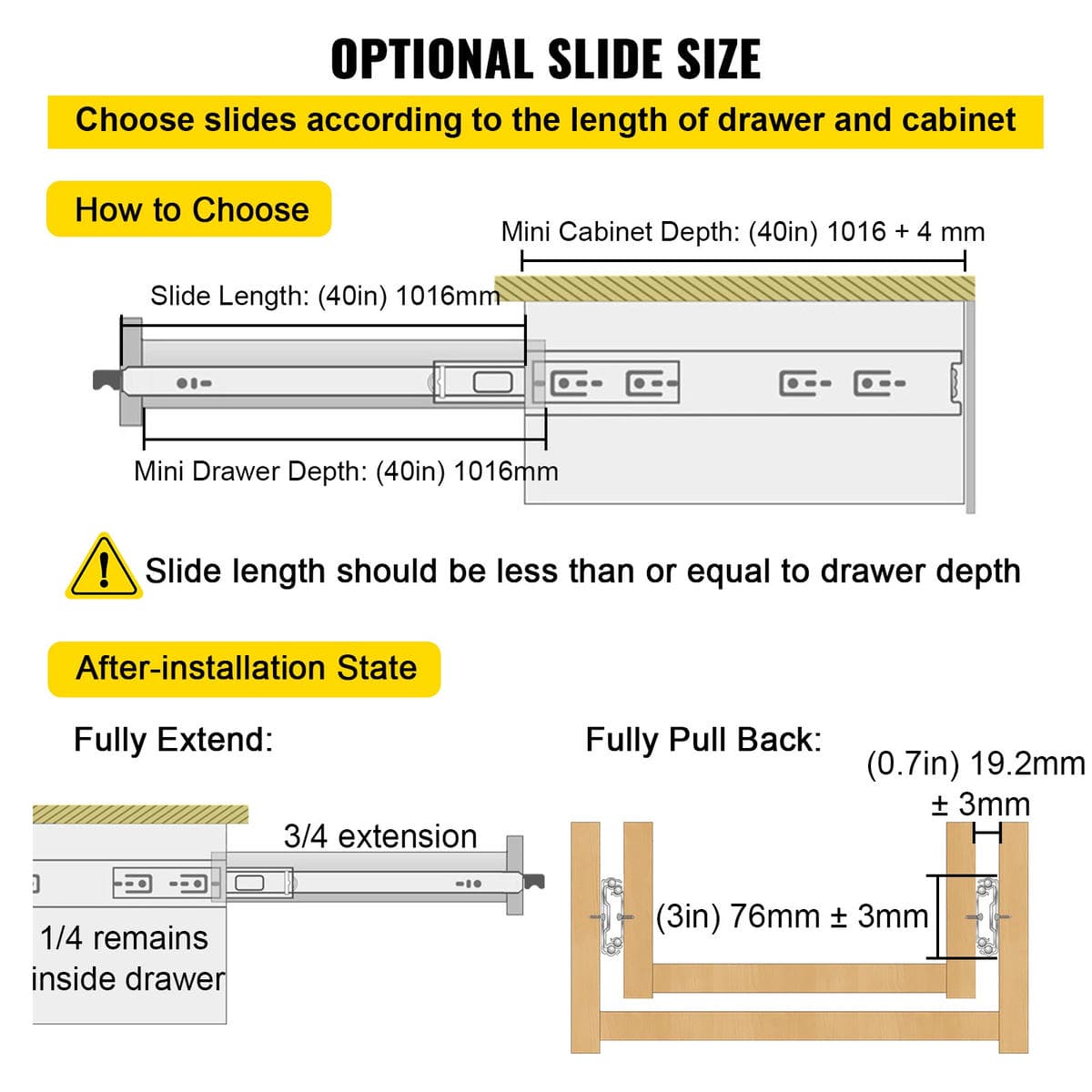 VEVOR Drawer Slides with Lock, 1 Pair 40 inch, Heavy-Duty Industrial Steel up to 500 lbs Capacity, 3-Fold Full Extension, Ball Bearing Lock-in & Lock-Out, Side Mount 5 VEVOR Drawer Slides with Lock, 1 Pair 40 inch, Heavy-Duty Industrial Steel up to 500 lbs Capacity, 3-Fold Full Extension, Ball Bearing Lock-in & Lock-Out, Side Mount - Image 5