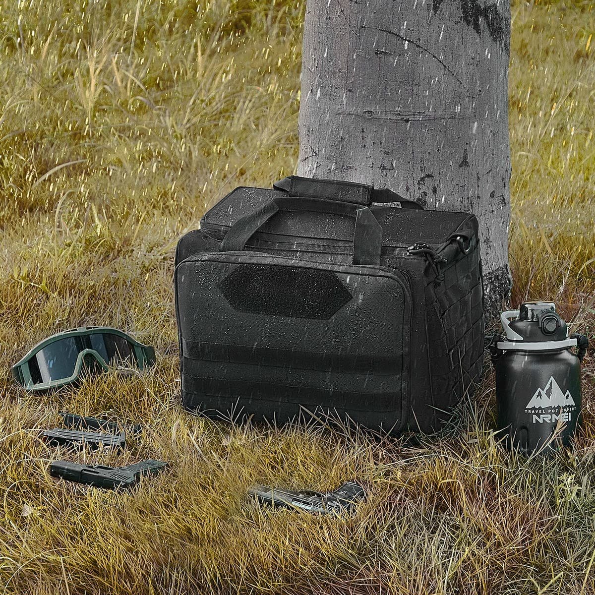 V952-SQBDJK362631WCEFUV0-202507141732-07.jpg VEVOR Range Bag for 3 Pistols Tactical Gun Range Bag Single Shoulder Strip Black | Fitness Equipment Store