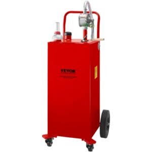 VEVOR 114L Fuel Caddy, Gas Storage Tank & 4 Wheels, with Manuel Transfer Pump, Gasoline Diesel Fuel Container for Cars, Lawn Mowers, ATVs, Boats, More, Red
