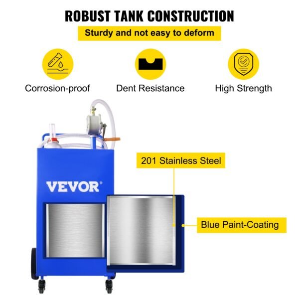 VEVOR 114L Fuel Caddy, Gas Storage Tank & 4 Wheels, with Manuel Transfer Pump, Gasoline Diesel Fuel Container for Cars, Lawn Mowers, ATVs, Boats, More, Blue | Fitness Equipment Store
