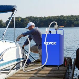 VEVOR 114L Fuel Caddy, Gas Storage Tank & 4 Wheels, with Manuel Transfer Pump, Gasoline Diesel Fuel Container for Cars, Lawn Mowers, ATVs, Boats, More, Blue | Fitness Equipment Store