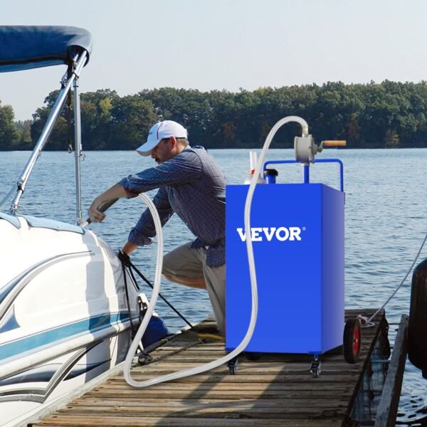VEVOR 114L Fuel Caddy, Gas Storage Tank & 4 Wheels, with Manuel Transfer Pump, Gasoline Diesel Fuel Container for Cars, Lawn Mowers, ATVs, Boats, More, Blue | Fitness Equipment Store