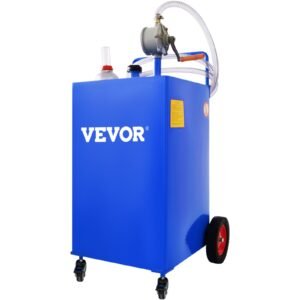 VEVOR 114L Fuel Caddy, Gas Storage Tank & 4 Wheels, with Manuel Transfer Pump, Gasoline Diesel Fuel Container for Cars, Lawn Mowers, ATVs, Boats, More, Blue | Fitness Equipment Store