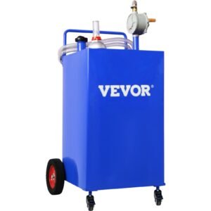 VEVOR 114L Fuel Caddy, Gas Storage Tank & 4 Wheels, with Manuel Transfer Pump, Gasoline Diesel Fuel Container for Cars, Lawn Mowers, ATVs, Boats, More, Blue | Fitness Equipment Store
