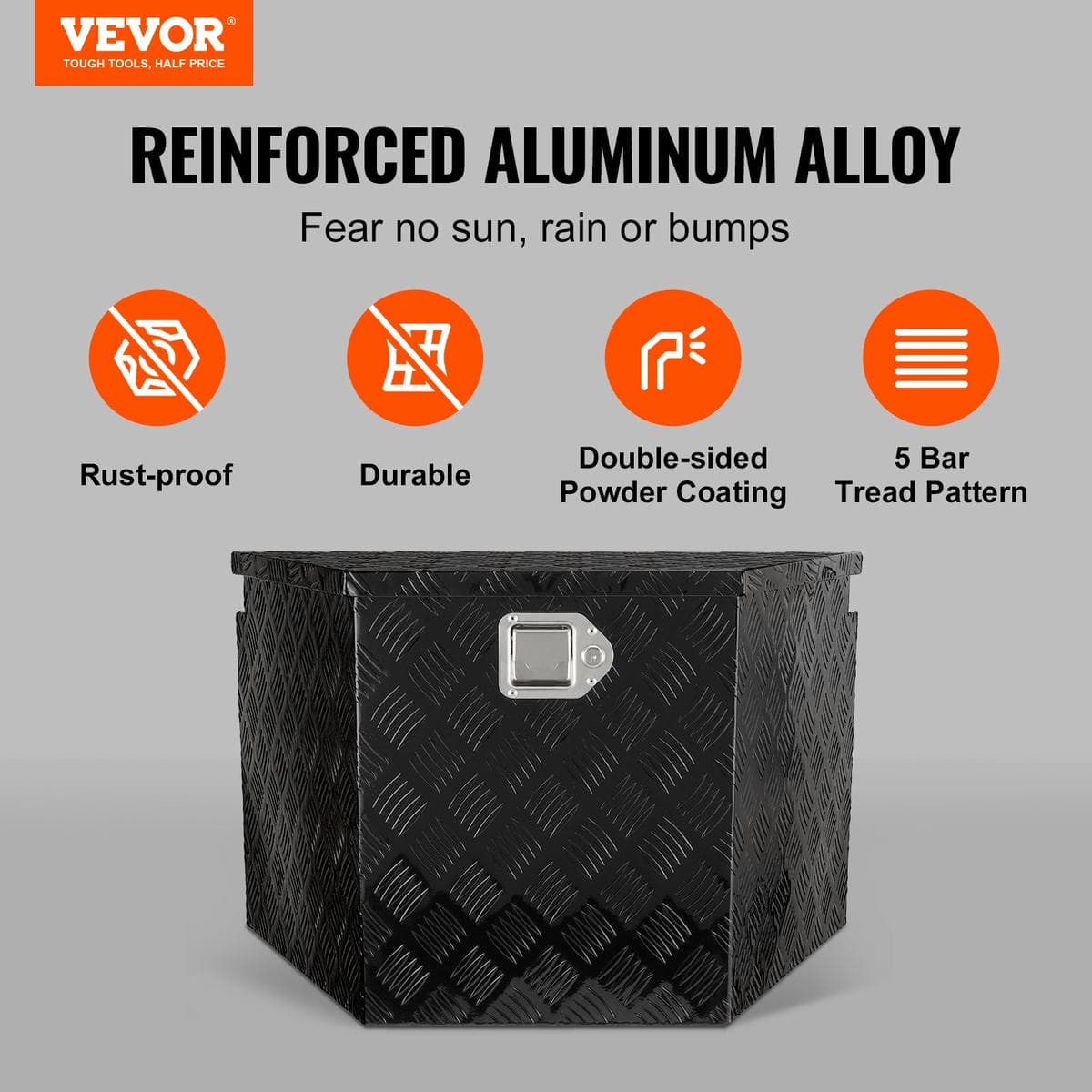 VEVOR Trailer Tongue Box, Aluminum Alloy Diamond Plate Tongue Box Tool Chest, Heavy Duty Trailer Box Storage with Lock and Keys, for Pickup Truck, RV, Trailer, 737 x 410 x 460 mm/29x16.5x18inch 2 VEVOR Trailer Tongue Box, Aluminum Alloy Diamond Plate Tongue Box Tool Chest, Heavy Duty Trailer Box Storage with Lock and Keys, for Pickup Truck, RV, Trailer, 737 x 410 x 460 mm/29x16.5x18inch - Image 2
