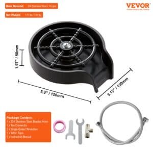 VEVOR Glass Rinser, 10 Powerful Spraying Jets Rotating Cup Rinser for Sink, Wearproof ABS Kitchen Sink Faucet Cup Washer & ABS Cup Holder for Baby Bottle, Glass Cup, Wine Glass (Black Base) 7 VEVOR Glass Rinser, 10 Powerful Spraying Jets Rotating Cup Rinser for Sink, Wearproof ABS Kitchen Sink Faucet Cup Washer & ABS Cup Holder for Baby Bottle, Glass Cup, Wine Glass (Black Base) | Fitness Equipment Store