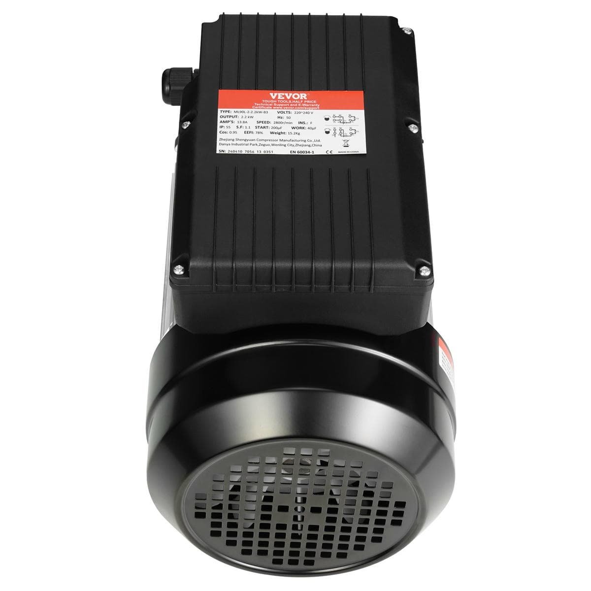 VEVOR 2.2KW Electric Motor 2800 rpm, AC 220~240V 13.8A, 90L, B3 Frame, Air Compressor Motor Single Phase, 24mm Keyed Shaft, CW/CCW Rotation for Agricultural Machinery and General Equipment 1 VEVOR 2.2KW Electric Motor 2800 rpm, AC 220~240V 13.8A, 90L, B3 Frame, Air Compressor Motor Single Phase, 24mm Keyed Shaft, CW/CCW Rotation for Agricultural Machinery and General Equipment