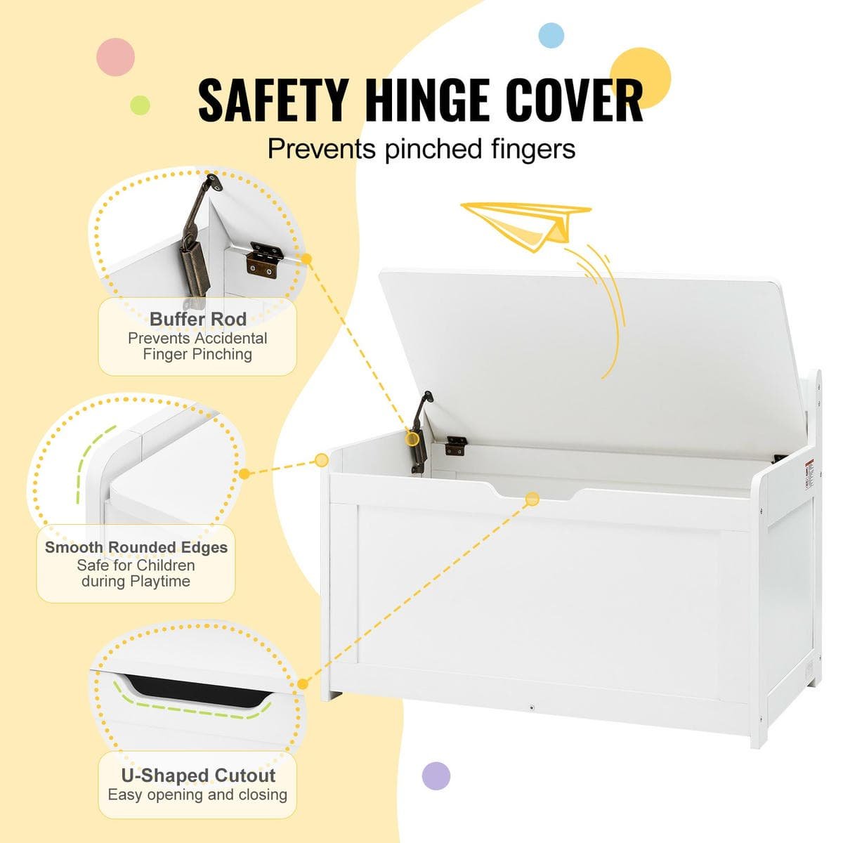 V952-XTETCWDYHLBC1UNIRV0-202508011830-03.jpg VEVOR Kids Toy Storage Bench Wooden Toy Box Chest 32.68 x 17.91 x 24.02" White | Fitness Equipment Store