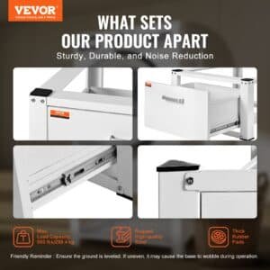 VEVOR Laundry Pedestal 686mmmW x 366mmH, Washer And Dryer Base Stand Platform Universal Fit 299kg Capacity, Heavy Duty Multi-Functional Base for Washing Machine with Drawer & Rich Accessories | Fitness Equipment Store