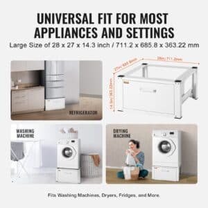 VEVOR Laundry Pedestal 686mmmW x 366mmH, Washer And Dryer Base Stand Platform Universal Fit 299kg Capacity, Heavy Duty Multi-Functional Base for Washing Machine with Drawer & Rich Accessories | Fitness Equipment Store