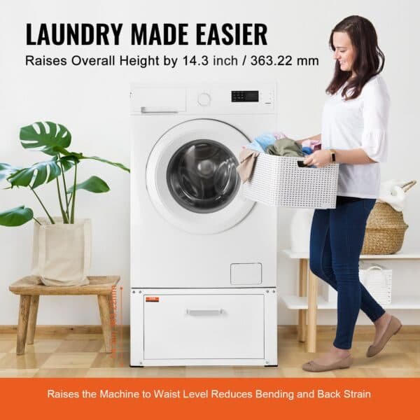 VEVOR Laundry Pedestal 686mmmW x 366mmH, Washer And Dryer Base Stand Platform Universal Fit 299kg Capacity, Heavy Duty Multi-Functional Base for Washing Machine with Drawer & Rich Accessories | Fitness Equipment Store