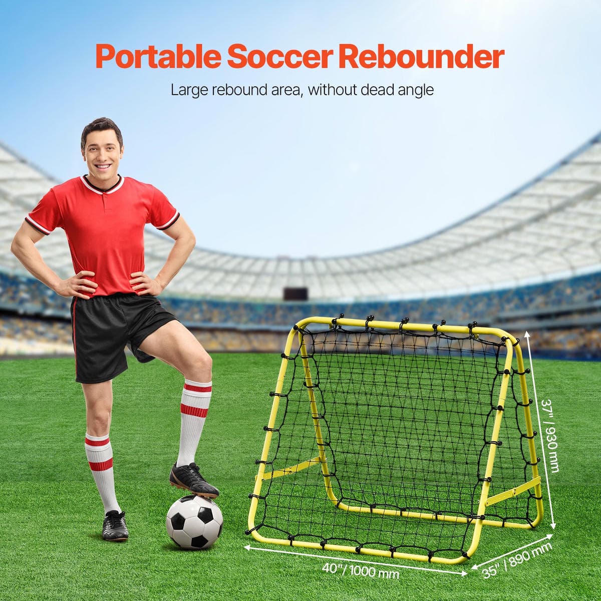 VEVOR 40"x35"x37" Soccer Rebounder Net Kick-Back Portable Football Training Gift 2 VEVOR 40"x35"x37" Soccer Rebounder Net Kick-Back Portable Football Training Gift - Image 2