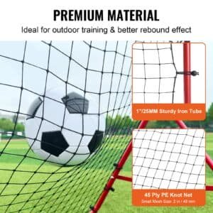 VEVOR Soccer Rebounder Rebound Net, Kick-Back 100x100 cm, Portable Football Training Gifts, Fully Adjustable Angles Goal Net, Aids & Equipment for Kids Teens & All Ages, Easy Set Up & Perfect Storage | Fitness Equipment Store