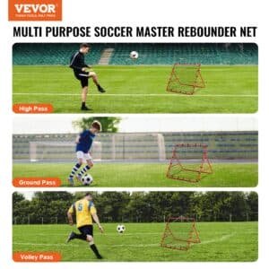 VEVOR Soccer Rebounder Rebound Net, Kick-Back 100x100 cm, Portable Football Training Gifts, Fully Adjustable Angles Goal Net, Aids & Equipment for Kids Teens & All Ages, Easy Set Up & Perfect Storage | Fitness Equipment Store