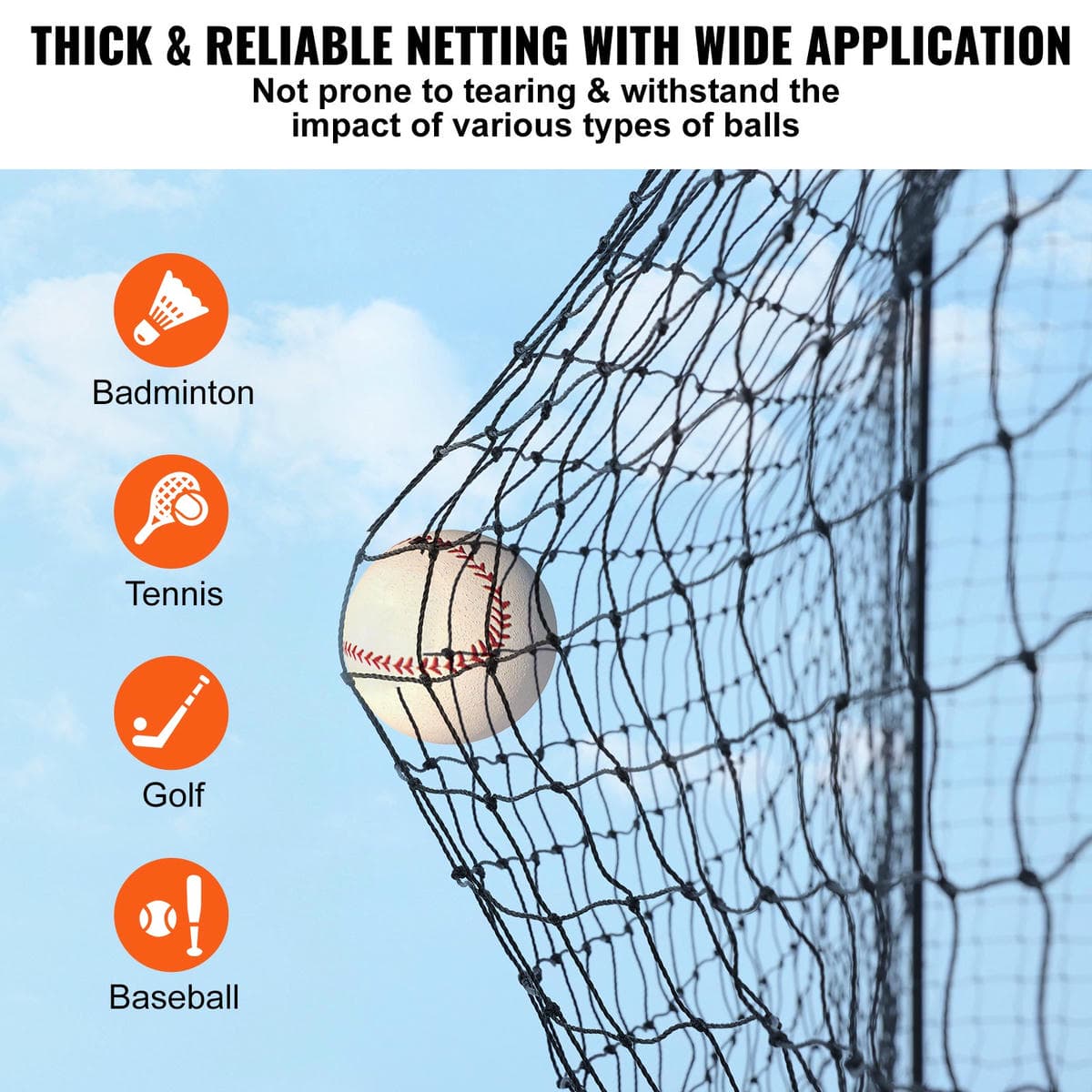 VEVOR Baseball Batting Netting, Professional Softball Baseball Batting Hitting Training Net, Practice Portable Pitching Cage Net with Door & Carry Bag, Heavy Duty Enclosed PE Netting,1676CM (NET ONLY) 3 VEVOR Baseball Batting Netting, Professional Softball Baseball Batting Hitting Training Net, Practice Portable Pitching Cage Net with Door & Carry Bag, Heavy Duty Enclosed PE Netting,1676CM (NET ONLY) - Image 3