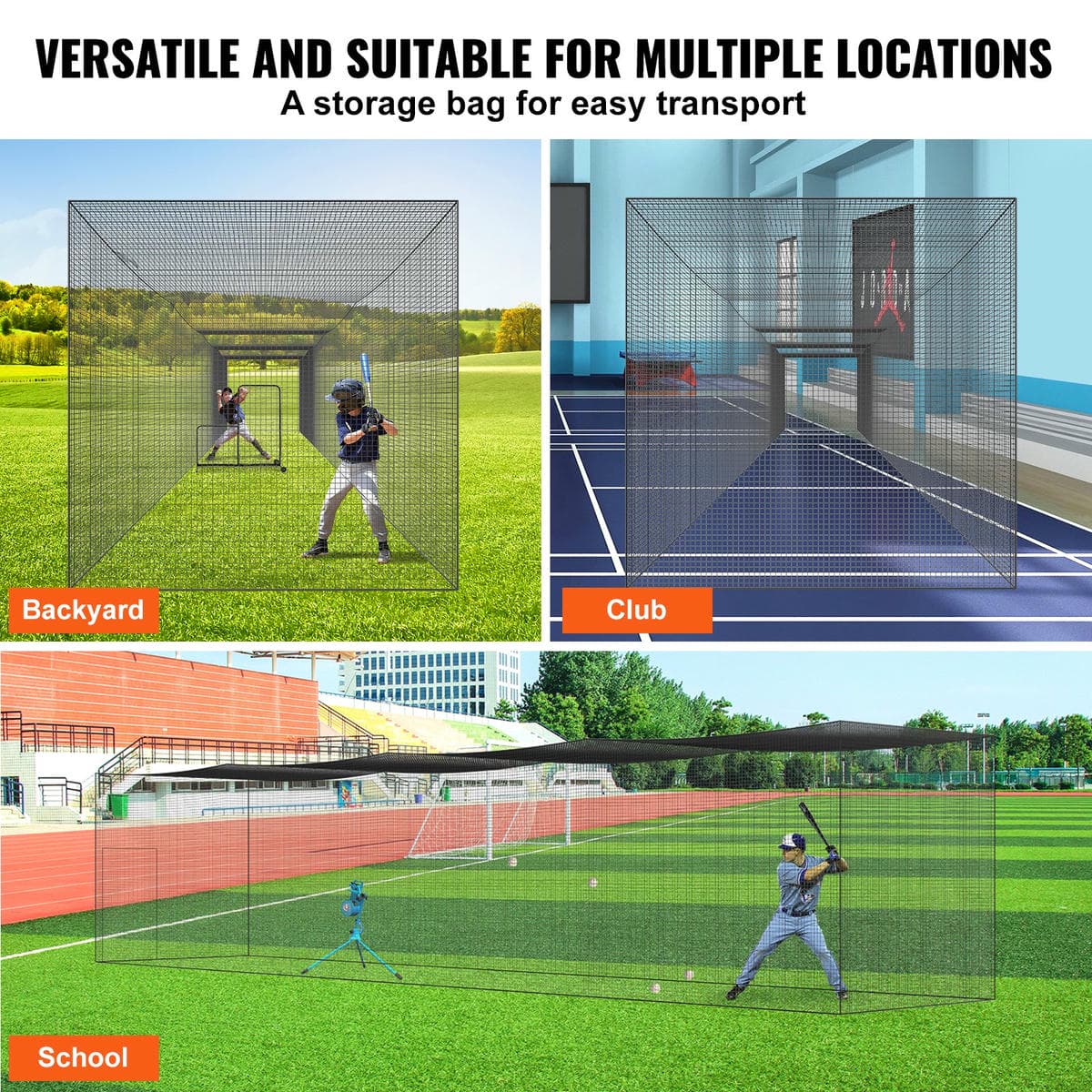 VEVOR Baseball Batting Netting, Professional Softball Baseball Batting Hitting Training Net, Practice Portable Pitching Cage Net with Door & Carry Bag, Heavy Duty Enclosed PE Netting,1676CM (NET ONLY) 5 VEVOR Baseball Batting Netting, Professional Softball Baseball Batting Hitting Training Net, Practice Portable Pitching Cage Net with Door & Carry Bag, Heavy Duty Enclosed PE Netting,1676CM (NET ONLY) - Image 5