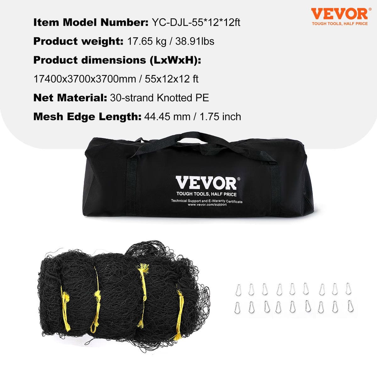 VEVOR Baseball Batting Netting, Professional Softball Baseball Batting Hitting Training Net, Practice Portable Pitching Cage Net with Door & Carry Bag, Heavy Duty Enclosed PE Netting,1676CM (NET ONLY) 7 VEVOR Baseball Batting Netting, Professional Softball Baseball Batting Hitting Training Net, Practice Portable Pitching Cage Net with Door & Carry Bag, Heavy Duty Enclosed PE Netting,1676CM (NET ONLY) - Image 7