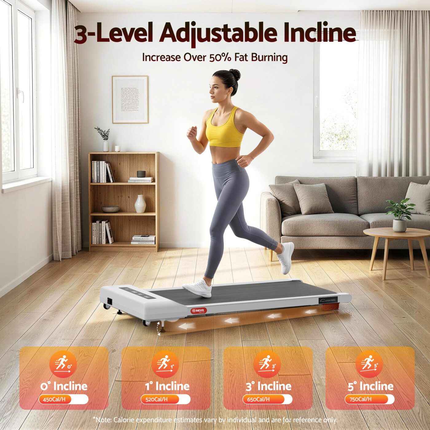 Everfit Treadmill Electric Walking Pad Incline Under Desk Home Gym 380mm White 5 Everfit Treadmill Electric Walking Pad Incline Under Desk Home Gym 380mm White - Image 5