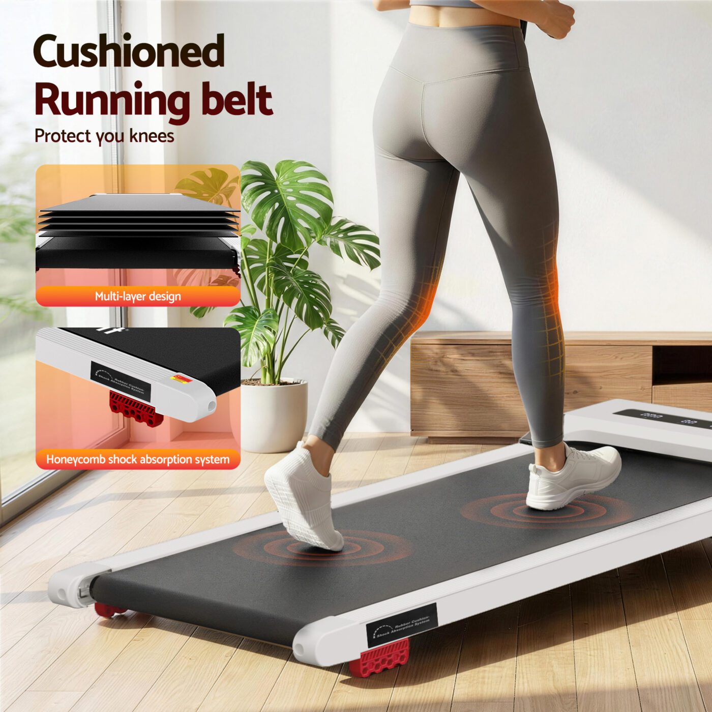 Everfit Treadmill Electric Walking Pad Incline Under Desk Home Gym 380mm White 7 Everfit Treadmill Electric Walking Pad Incline Under Desk Home Gym 380mm White - Image 7
